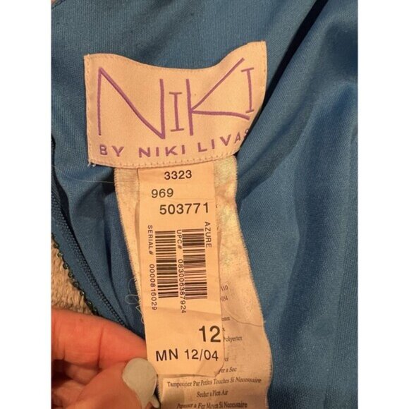 Vintage Niki Livas Women Formal Gown Size 12 Maxi Open Blue Evening Dress - Picture 13 of 13